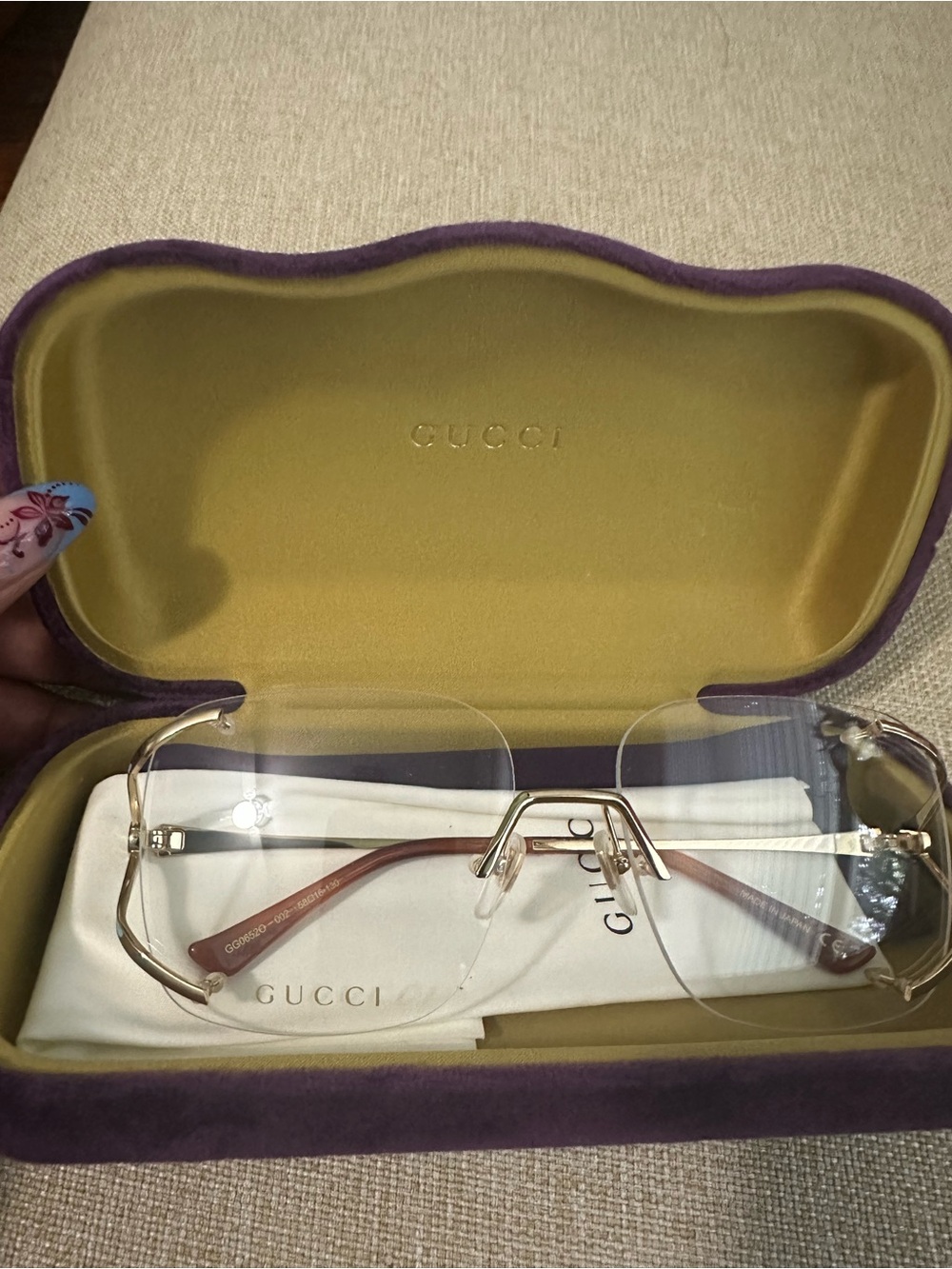Gucci Women's Rimless Eyeglasses Gold Frame